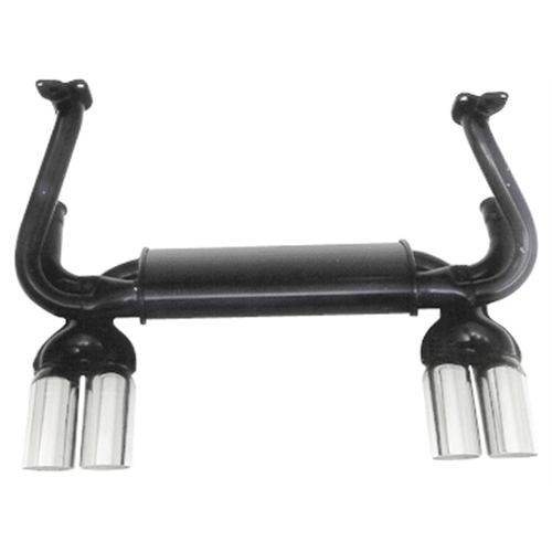 4-Tip GT Exhaust System Type 1 & Ghia, 1300-1600cc, 66-73 Type 2, 63-71 Black with Chrome Tips - AA Performance Products