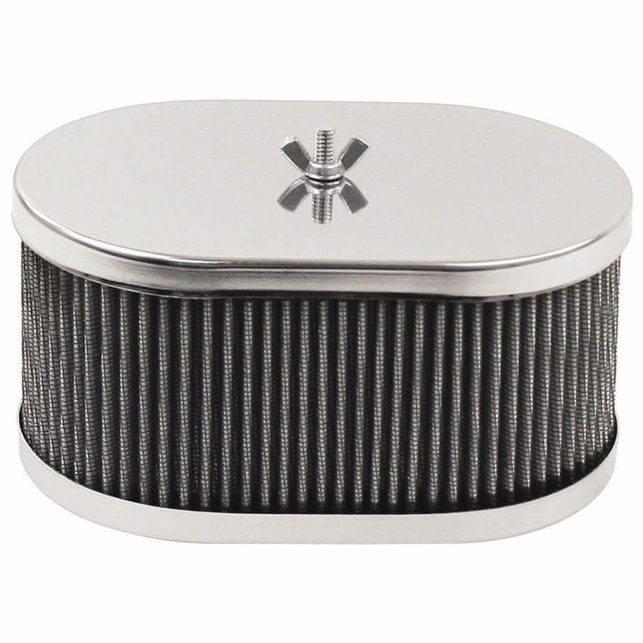 Chrome Air Cleaner WEBER 38-45 DCOE & Dellorto DHLA, 3-1/2" High w/ Gauze (1-Hole Top)
