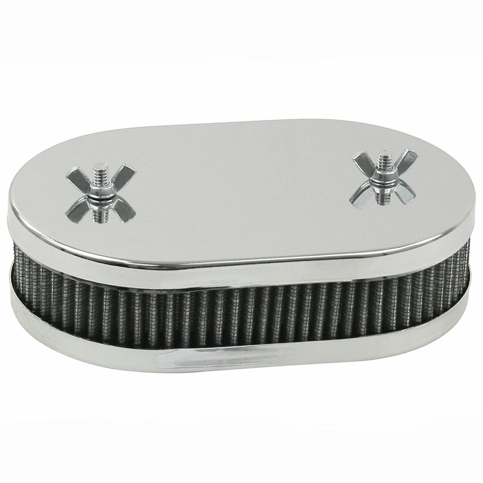 Chrome Air Cleaner WEBER 38-45 DCOE & Dellorto DHLA, 1-3/4" High w/Gauze (2-Hole Top)