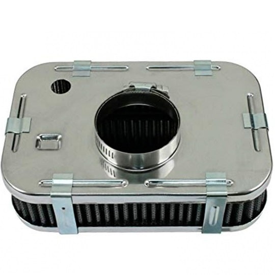 Rectangular Air Cleaner Stock VW Carb, Clamp-on, 2" High w/Gauze, Includes Clamp Replacement Element