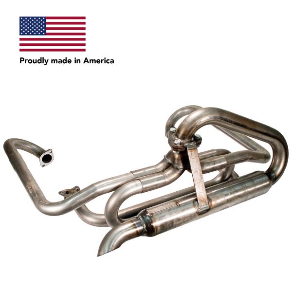 Tri Mil Exhaust, Bobtail, 1-1/2 Standard Header with Glass-Pac, Raw Steel - AA Performance Products