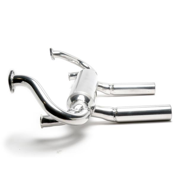 Tri Mil Exhaust, Euro 2-Tip, Dropped Tip, w/o Heat Risers, Ceramic Coated - AA Performance Products