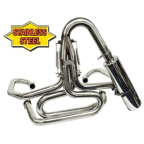 EMPI 1 1/2” Stainless Steel Off-Road Competition Exhaust Systems w/ Stainless Steel Racing Muffler - AA Performance Products